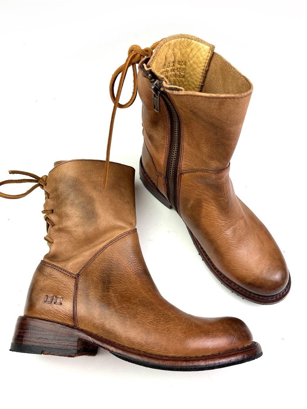 New Bed Stu Cheshire Brown Burnished Leather Lace Back Boots size 6.5